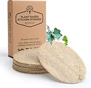 Natural Dish Sponge (10 Pack), Compostable Kitchen Scrubber Scouring Pad, 100% Plastic-Free Loofah Plant-Based Dishwashing Scrubber, Biodegradable and Zero Waste