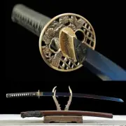 Japanese Katana Carbon Steel Blue Blade SHINOGI ZUKURI Samurai Sword Full Tang .