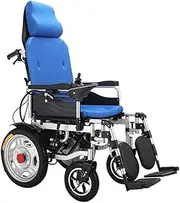 Electric Wheelchair Folding and Lightweight Portable Powerchair Heavy Duty Powerful Dual Motor Compact Mobility Aid Wheel Chair with Headrest Suitable for Elderly and Disabled(A)