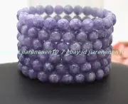 Wholesale 6 Pcs Natural 8mm Purple Chalcedony Gemstone Round Bead Bracelet 7.5in