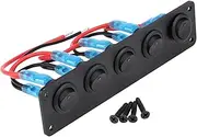 12-24V 5 Gang Round Dash Rocker Toggle Switch Panel Blue LED Marine Boat Yacht RV