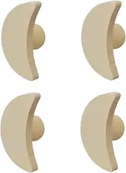 Wood Pull Handle 4Pcs Color Drawer Cabinet Wardrobe Door Solid Wood Handle Beech Single Hole Moon Shaped Cabinet Wooden Handle Beige