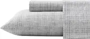 Tommy Bahama - Queen Sheets, Washed Percale Cotton Bedding Set, Soft & Breathable Bedroom Decor with Deep Pockets (Raffia Linen Grey, Queen)