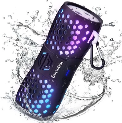 Heysong Portable Bluetooth Speaker, IPX7 Waterproof Wireless Speaker with LED