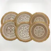 4pcs/6pcs Natural Vintage Jute Woven Placemats Bohemian Style Party Party Decora
