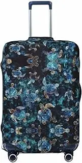 [CADREWY] Sea Turtle Print Travel Suitcase Cover Luggage Protector with Elastic Anti Scratch for Carry On, Black, Medium