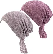 [LQALYNLQ] Hijab Cancer Chemo Stretchy Cotton Hat Turban Cap Cover Hair Loss Head Scarf Wrap Pre-Tied Headwear Strech Bandana