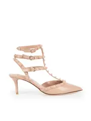 Pink Rockstud Pointed Toe Pumps