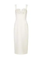 Rebecca Vallance Blanche Embellished Midi Dress - Ivory - 14 (UK14 / L) 14 (UK14 / L)