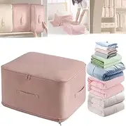 Ultra Space Saving Self Compression Organizer, 2024 New Ultra Space Saving Storage Tote for Comforters, Self Compression Moving Organizer Bags for Comforters, Clothes, Blankets (L(54*42*30CM),Pink)