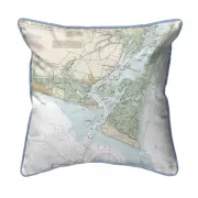Baldhead Island Map Pillow 18x18 – Large Corded Decor