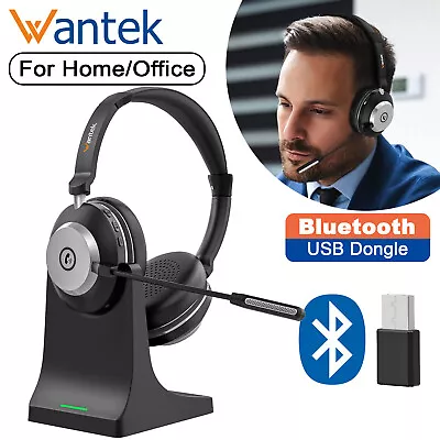 Bluetooth Work Headphone Microphone USB Dongle Gaming Headset for PC/Cellphone