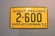 VINTAGE GENERAL MILLS PROMO/PREMIUM MINI LISCENSE PLATE - 1953 SASKATCHEWAN