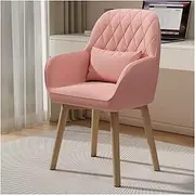 Exquisite Modern Swivel Accent Chair Dining Chairs Upholstered Armchair with Wood Legs,Linen Fabric Cover & High-Density Sponge,Writing Desk Chair for Home Office,Study Room (Color : Pink-1)