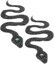 DOITOOL 2pcs Snake Shaped Rhinestone Iron Patches for Clothes Shoes Hats and Bags DIY Bling Glitter Fabric Appliques for Creative and Stylish Decoration