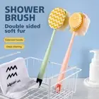 Body Bath Brush with Soft Loofah and Bristles Back Scrubber 1p 2in1 Shower Brush