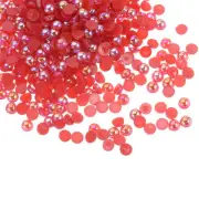 3000pcs ABS Half Pearl Beads 4mm Flat Back Imitation Pearl Colorful Red