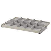 KOMPLEMENT pull-out tray with divider, grey-beige/light grey, 75x58 cm