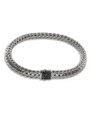 John Hardy Sterling Silver Icon Bracelet with Pave Black Sapphire, 6.5mm