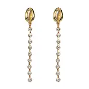 Culturesse DeDe Diamantes14K Gold Plating Shell Womens Earrings For Pierced Ears