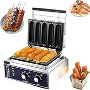 Corn Dog Waffle Maker, 1500W Commercial Hot Dog Maker, Non-Stick Hot Dog & Waffle Stick Press, 0-300°C Temp Control, Stainless Steel for Home/Commercial Use 220V