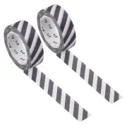 Washi Tape 0.59 Inch x 10.93 Yards, 2 Roll Stripe Pattern, Light Gray