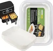 Air Fryer Disposable Paper Liner for Ninja Dual,100PCS Air Fryer Liners Rectangle 8.6x 5.5'', Air fryer Parchment Liners for Ninja DZ201 DZ401, Ninja Foodi Dual Air Fryer Accessories Baking Paper