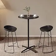 60cm/ 23.6in Coffee Table Round Metal Bar Tables, Modern Pub Table Height Cocktail Table for Bistro Café Patio Balcony, Modern Home Decor Bedside Table