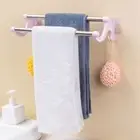 Wall Mounted Double Rod Towel Bar Stainless Steel Towel Storage Shelf Toilet