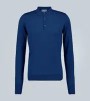 [John Smedley] John Smedley Wool long-sleeved polo shirt AU 87 blue