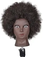 Human Hair Hairdresser Cosmetology Afro Hair Manikin Head - Afro Black Skin