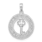Sterling Silver De-Ani Rhodium-Plated Textured Siesta Key Florida With Pendant