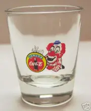 COCA COLA CLOWN / COKE ALWAYS CLEAR LOGO SHOT GLASS