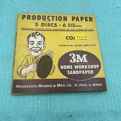 1950s 3M Vintage Advertising Production Sandpaper 6” Discs Original Coarse