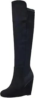 [Bplangat] Womens Boots Knee High Wide Calf Stretchy Tall Boots Wedge Heel Comfortable Round Toe Fashion Dressy Boot, US Size 6-11