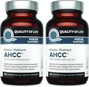 2 Pack AHCC Kinoko Platinum 750 mg– Premium Immune Support Supplement - Quality of Life - 60 Count Bottles