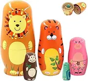 5Pcs Russian Nesting Dolls, Cartoon Animal Stacking Wooden Dolls for Girls Boys Birthday Gifts Home Decoration
