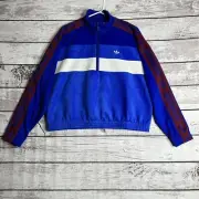 Adidas Sweatshirt Original Retro Sport Tape Track Women’s M Blue Half Zip