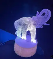 Elephant Trunk Up 3D NightLight 16 Multi Color Changing Illusion Lamp Best Gift