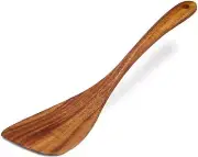 Wooden Spatula Nonstick Turner Acacia Wood,Right Long Handle Flat Frying Spatula