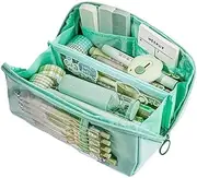 Big Capacity Pencil Case 8 Compartments Large Pencil Pouch Pen Bag Pencil Box Holder Organizer Simple Storage Aesthetic Stationery Cosmetic for Adults Men Women Office Essentials (Green)