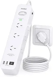 One Beat Power Board Surge Protected,9 Widely Outlets with 4 USB Ports(2USB C), USB Power Board with 1.8M Extension Cord, 900J Surge Protector, Flat Plug Power Strip, Wall Mount for Home Office