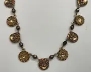 Adaya/Lazuz Coll. Designer Multi Stone Warm Golden Browns Necklace Israel $177