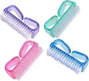 Ipetboom 4pcs Plastic Horn Nail Brush Cleaner Set Double-sided Fingernail Cleaning Brush for Men Women Children