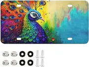 AIXIWAWA License Plate Peacock Painting Print for Automobile Front Rear 12x6 in Standard Aluminum Alloy Metal Car Tags Decorative Plates