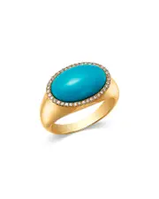 Bloomingdale's Fine Collection Turquoise & Diamond Halo Ring in 14K Yellow Gold