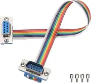 uxcell IDC Rainbow Wire Flat Ribbon Cable DB9 Male to DB9 Female 8 Inch Length 2.54mm Pitch Breadboard Jumper Wires for Electronic Projects