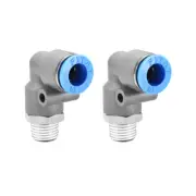 Elbow Push to Connect Air Fittings 10mm Tube OD X 1/4PT Male Thread Grey 2Pcs
