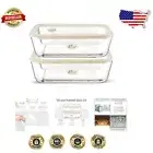 Elegant 87oz Glass Meal Prep Containers with Silicone Lids - Eco-Friendly 2 Pack