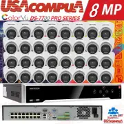 Hikvision 4K 32CH Security Camera System 32 Turret 2MP Full ColorVu IP67 CCTV